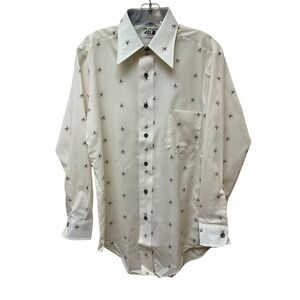 Vtg Van Heusen 417 Shirt Hippie Disco Dagger Collar Woodstock Size 15.5/32 NEW